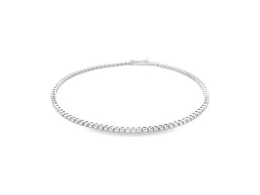 18K White Gold Delicate Tennis Bracelet with Natural Round Diamonds